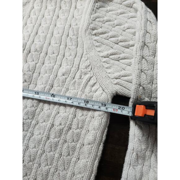 Vintage Ralph Lauren Crest Large Hand Knit Chunky Cable Sweater White - Picture 5 of 7
